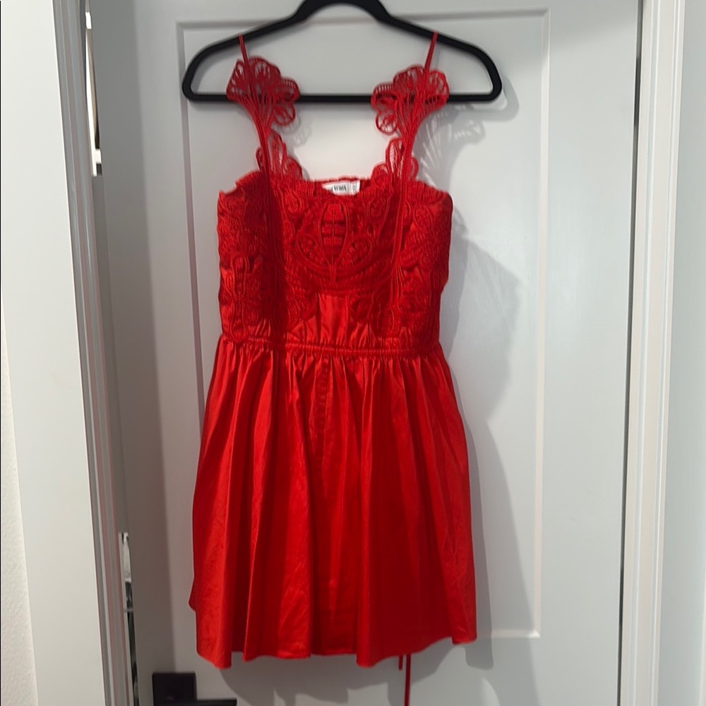 Self-Portrait Red Ruched Mini Sundress - Picture 5 of 6